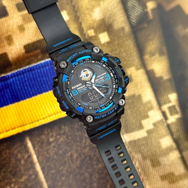 Часы наручные Patriot 001BUSSO ССО Чорні з синім + Коробка