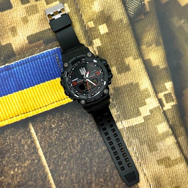 Годинник наручний Patriot 001RDUASI Patriot 001RDUASI Тризуб срібло Чорні з червон