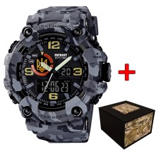 Годинник наручний Patriot 002CMGYUAGD Тризуб золото Сірий камуфляж + Коробка.