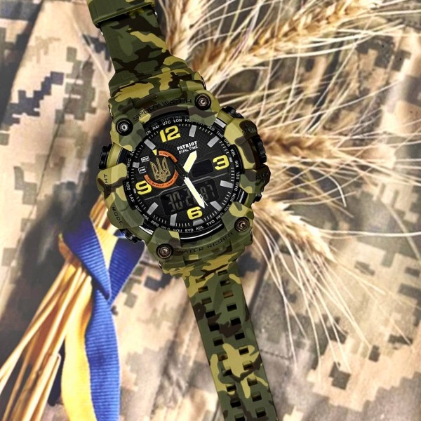 Часы наручные Patriot 002CMGRUAGD Тризуб золото Зелений камуфляж + Коробка.