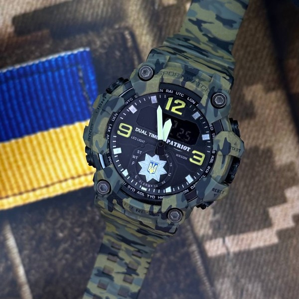 Часы наручные Patriot 004CMGRPO Поліція Зелений камуфляж + Коробка