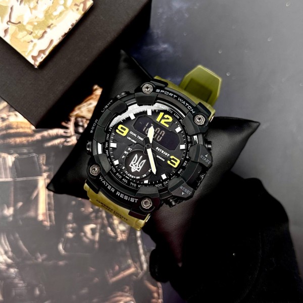 Годинник наручний Patriot 004AGUASI Тризуб срібло Зелені + Коробка.