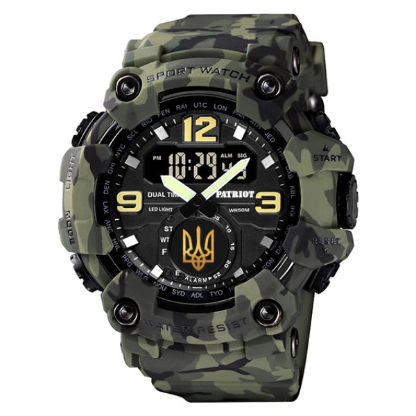 Годинник наручний Patriot 004CMGRUAGD Тризуб золото Зелений камуфляж + Коробка.