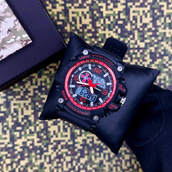 Часы наручные Patriot 012BKRDSU ЗСУ Чорні з червоним + Коробка