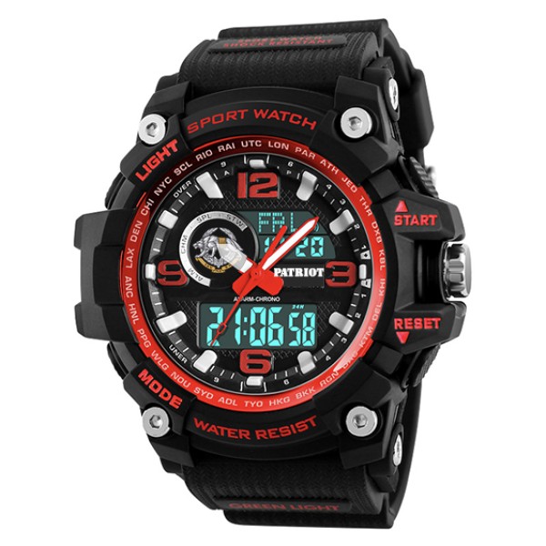 Часы наручные Patriot 012BKRDSSO ССО Чорні з червоним + Коробка
