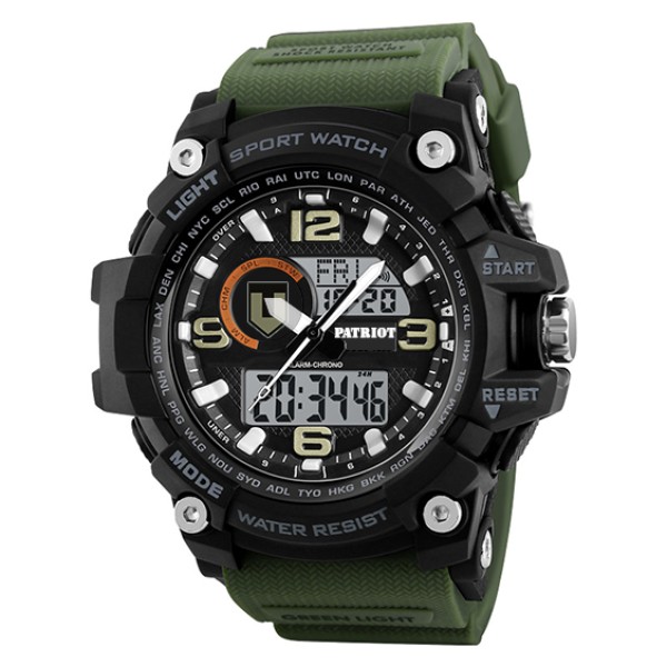 Часы наручные Patriot 012AGTRO ТРО Чорні з зеленим + Коробка