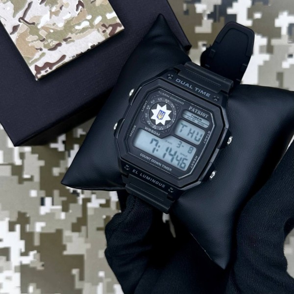 Годинник наручний Patriot 010BKPO Поліція Чорні + Коробка.