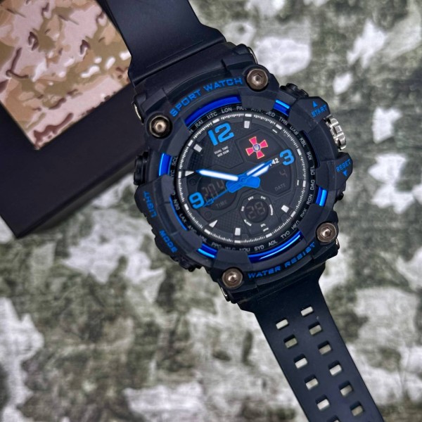 Часы наручные Patriot 006BUSU ЗСУ Чорні з синім + Коробка.
