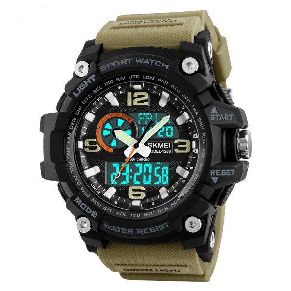 Годинник наручний Skmei 1283 Black-Khaki Wristband.