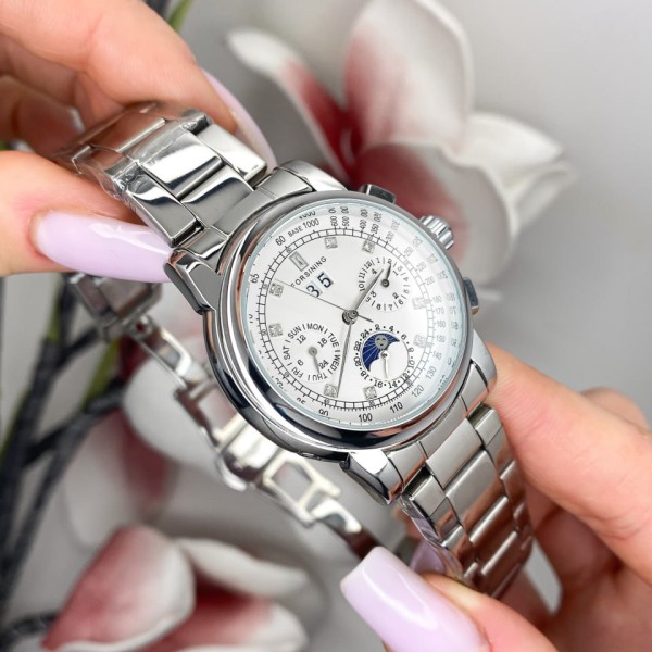 Годинник наручний Forsining 6918 Silver-White
