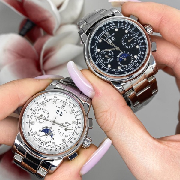 Годинник наручний Forsining 6918 Silver-White