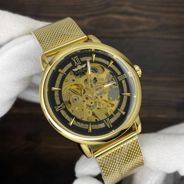 Годинник наручний Forsining 8173 All Black-Silver Leather
