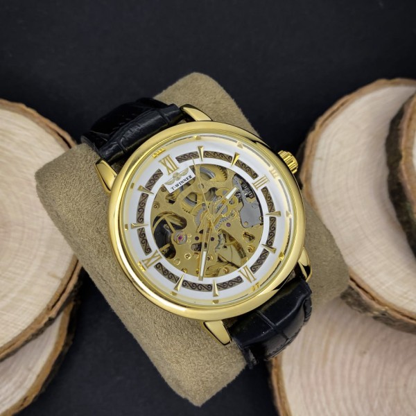 Годинник наручний Forsining 8173 Gold-Black Steel