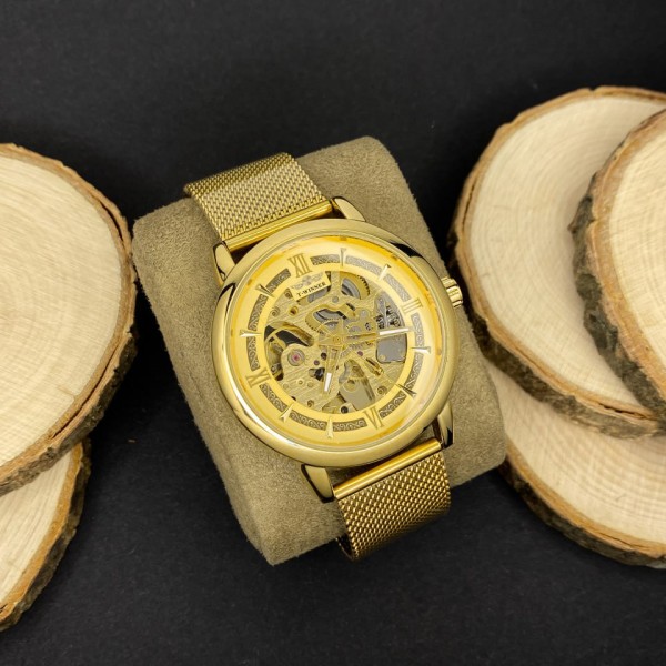 Годинник наручний Forsining 8173 Gold-Gold Mesh