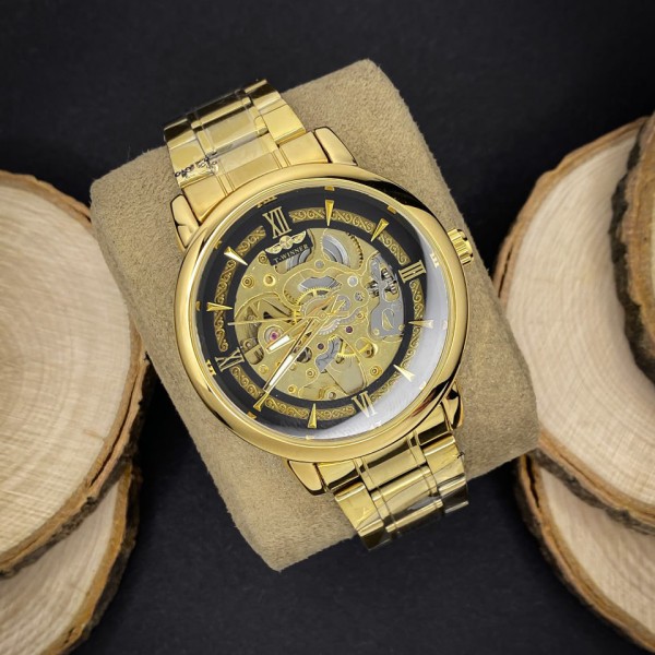 Годинник наручний Forsining 8173 Gold-Gold Mesh