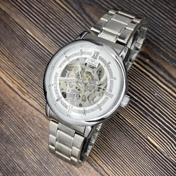 Годинник наручний Forsining 8173 Gold-White Mesh