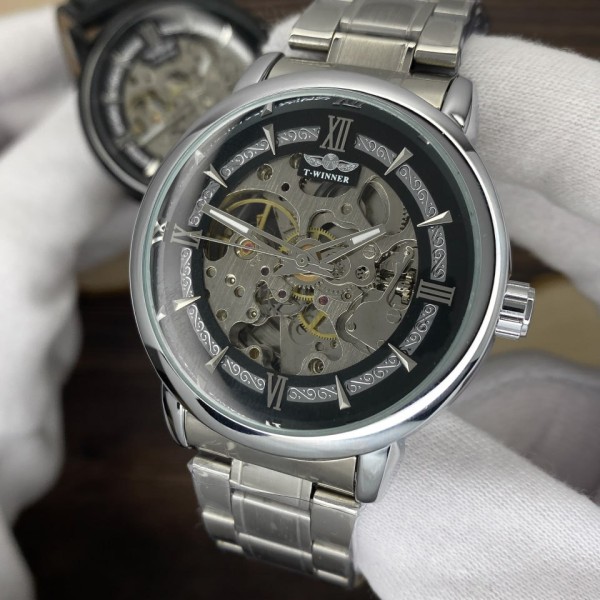 Forsining 8173 Silver-Black Mesh