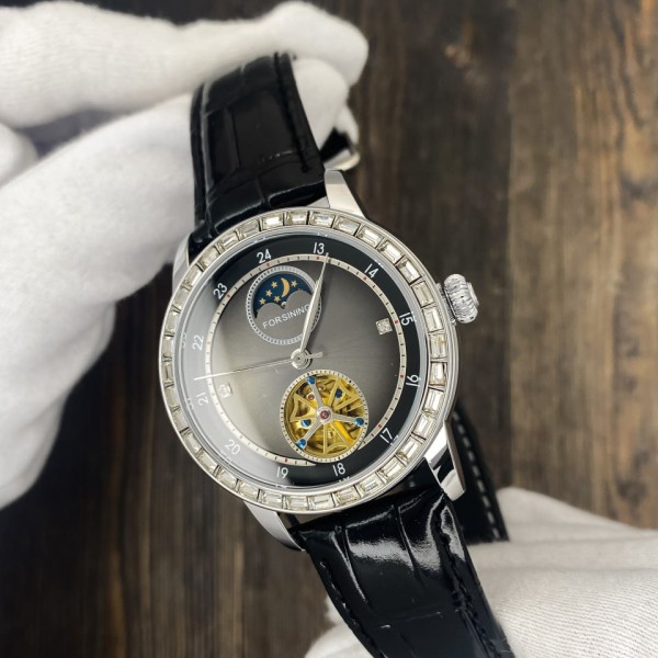 Годинник наручний Forsining 8257 Silver-Black