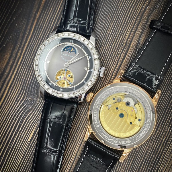 Годинник наручний Forsining 8257 Silver-Black