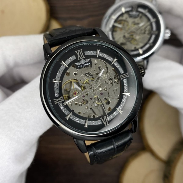 Годинник наручний Forsining 8173 Gold-Black Mesh