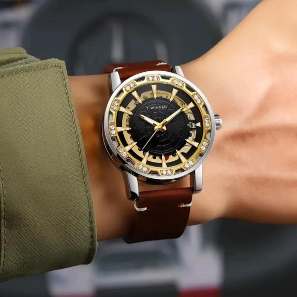 Годинник наручний Winner 8278 Silver-Gold-Black
