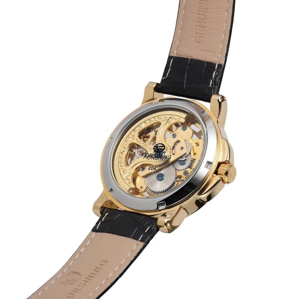 Годинник наручний Forsining 8156 Black-Gold