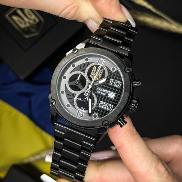 Часы наручные Awarder 016 Тризуб золото Black-Black Steel