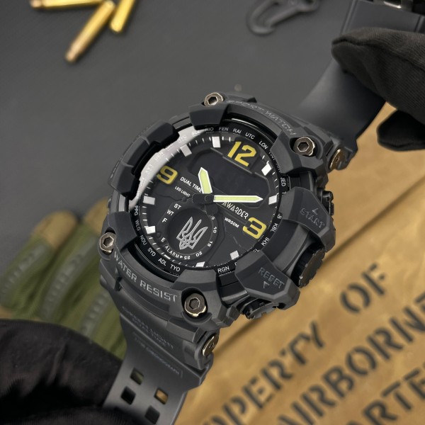 Часы наручные Awarder 004 Тризуб срібло Black