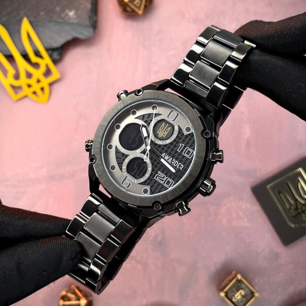Часы наручные Awarder 017 Тризуб золото All Black Steel