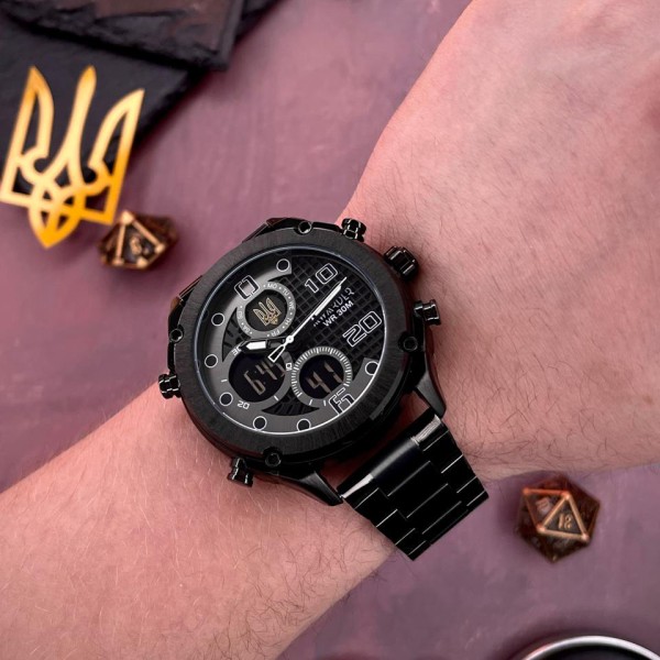 Часы наручные Awarder 017 Тризуб золото All Black Steel