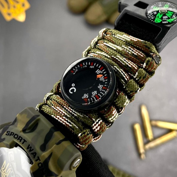 Часы наручные Awarder 005 Тризуб золото Camo Green Паракордовий ремінець Camo Green