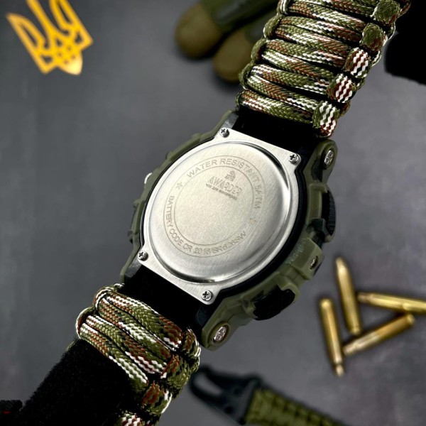 Часы наручные Awarder 005 Тризуб золото Camo Green Паракордовий ремінець Camo Green