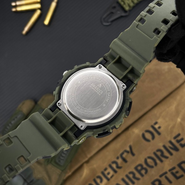 Часы наручные Awarder 005 Тризуб срібло Camo Green