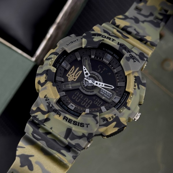 Часы наручные Awarder 005 Тризуб золото Camo Green