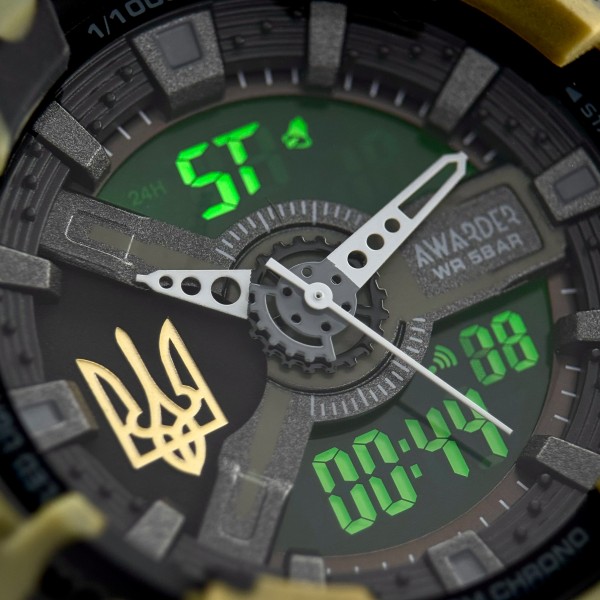 Часы наручные Awarder 005 Тризуб золото Camo Green