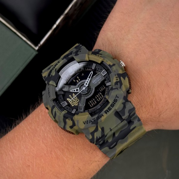 Часы наручные Awarder 005 Тризуб золото Camo Green