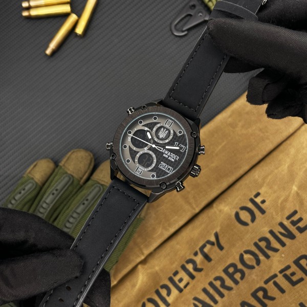 Часы наручные Awarder 017 Тризуб срібло Black