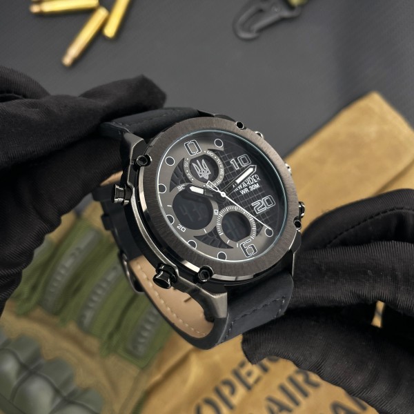Часы наручные Awarder 017 Тризуб срібло Black