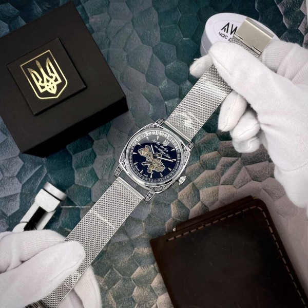 Часы наручные Awarder 021-3D Де би не був Silver-Black Mesh