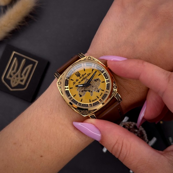 Часы наручные Awarder 021 Де би не була Gold-Gold-Brown
