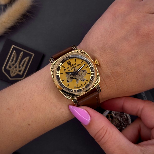 Часы наручные Awarder 021 Де би не була Gold-Gold-Brown