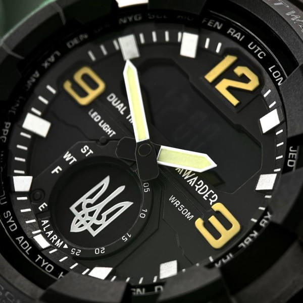 Часы наручные Awarder 003 Тризуб срібло Black