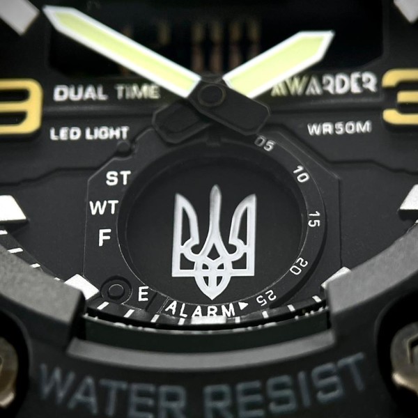 Часы наручные Awarder 003 Тризуб срібло Black