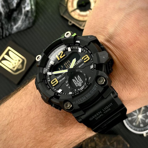 Часы наручные Awarder 003 Тризуб срібло Black