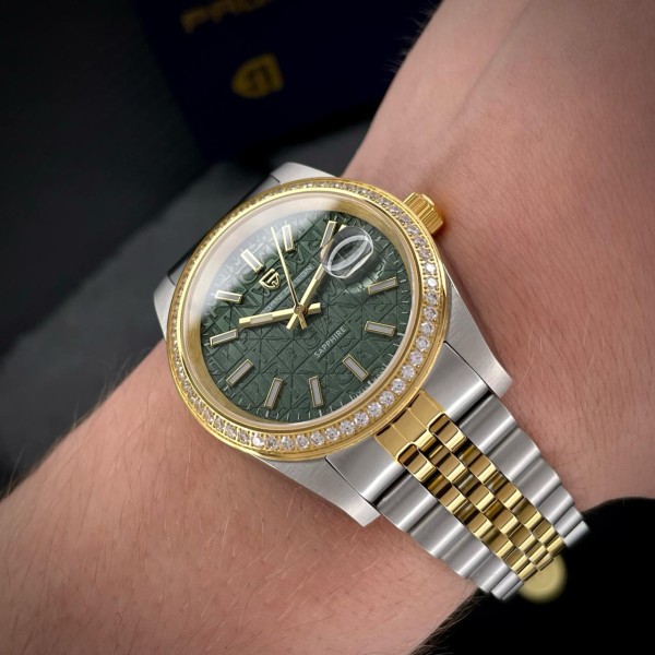 Годинник наручний Pagani Design PD-1794M Silver-Gold-Green
