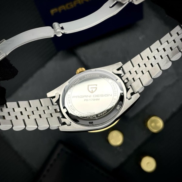 Годинник наручний Pagani Design PD-1794M Silver-Gold-Green