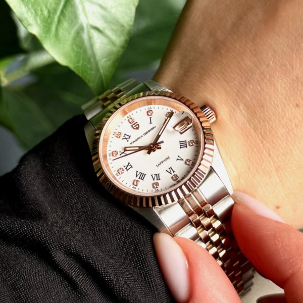Годинник наручний Pagani Design PD-1794L Silver-Rose Gold-White