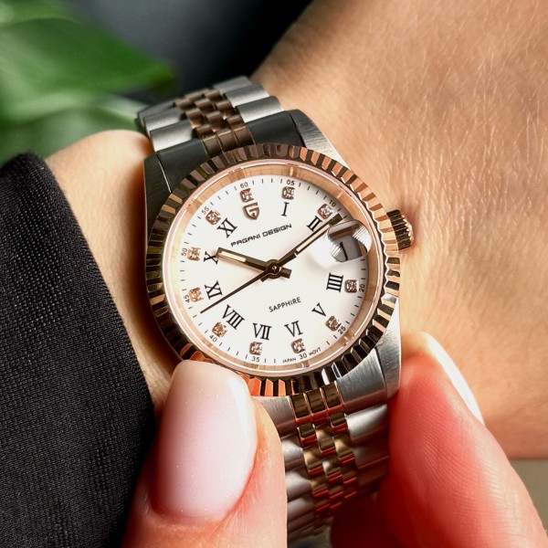 Годинник наручний Pagani Design PD-1794L Silver-Rose Gold-White