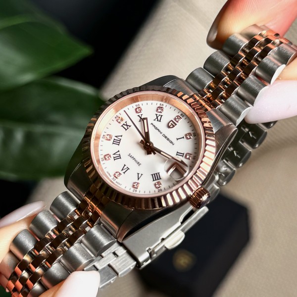 Годинник наручний Pagani Design PD-1794L Silver-Rose Gold-White