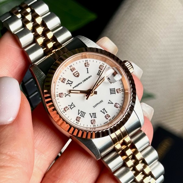 Годинник наручний Pagani Design PD-1794L Silver-Rose Gold-White